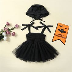 Includes: Hat & Dress Material: Polyester Gender: Girls Pattern: Solid Sleeve Length: Sleeveless Summary: Toddler Kids Black Shoulder Tie Tutu Dress with Bat Hat 2 Piece Halloween Costume Playful Black Summer Dress, Black Halloween Beach Dresses, Playful Black Dress For Costume Party, Party For Cat, Bat Hat, Headband Summer, Bat Costume, Mommy And Me Dresses