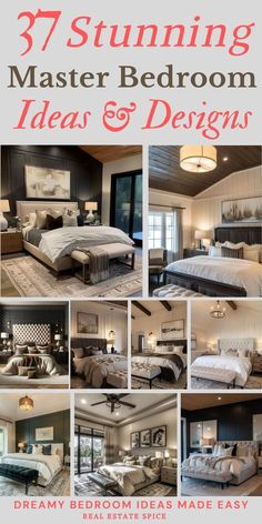 a collage of photos showing different types of bedding and furniture in a bedroom