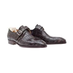 Single Buckle Monk with Plain Tip - Crocodile Texture Leather Shoes on Storenvy Brown Crocodile Pattern Pointed Toe Dress Shoes, Brown Leather Shoes With Crocodile Pattern And Pointed Toe, Crocodile Pattern Round Toe Dress Shoes For Workwear, Crocodile Pattern Round Toe Dress Shoes For Work, Brown Oxfords With Crocodile Pattern And Round Toe, Crocodile Pattern Leather Dress Shoes For Work, Leather Dress Shoes With Crocodile Pattern For Work, Crocodile Pattern Leather Shoes With Round Toe, Office Leather Shoes With Crocodile Pattern And Round Toe