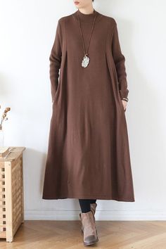 Accessory: No Overview: (1) 80%Cotton+10% Viscose +10% Wool Fit &Sizing: Non-Stretchable #coffee #sweaterdress #winter #mididress Fall Midi Dress With Relaxed Fit, Relaxed Fit Fall Maxi Dress, Fall Dress In Solid Color With Relaxed Fit, Fall Season Relaxed Fit Maxi Dress, Relaxed Fit Midi Dress For Fall, Fall Dresses In Solid Color With Relaxed Fit, Relaxed Fit Solid Color Fall Dress, Solid Color Crew Neck Dress For Fall, Fall Crew Neck Solid Color Dress