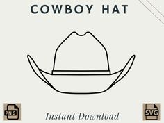 Cowboy Hat Outline, Cowboy Hat Drawing, Cowboy Draw, Cowboy Hat Design, Shoes Png, Bride And Groom Silhouette, Hat Png, Western Wall Art, Chapeau Cowboy