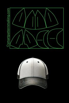 the back side of a baseball cap with green lines on it