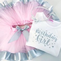 Birthday Outfit Girl/Baby Girl Clothing/First Birthday Shirt/Birthday Shirt Girl/First Birthday Outfit/Baby Girl Clothing/Pink Tutu------------------------------------------------------This is a beautiful sparkly birthday outfit set for a little girl.Super soft cotton long or short sleeve t shirt or baby grow in white, designed by Candy Bows, is embellished with silver glitter vinyl text that spells out 'Birthday Girl' and silver love hearts that shimmer in the light. Our tutu is one size with a Sparkly Outfits, First Birthday Shirts, Pink Tutu, Birthday Girl Outfit, First Birthday Outfits, Pink Tulle, Bridesmaid Outfit, Stunning Outfits, Girls Clothing Sets