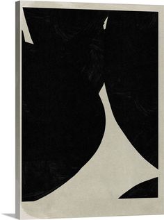 an abstract black and white painting with curves in the dark, on a plain background