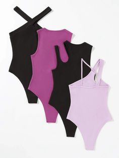 This 4 Pieces Asymmetrical Neck Cut Out Bodysuit is perfect for any occasion. With its slim fit and high-stretch fabric, you can be sure that you'll look great and feel comfortable all day long. The cutout and rib-knit details along with the asymmetrical and round neckline give this set a stylish and modern look. The sleeveless design and natural waistline make the set perfect for layering or wearing alone. Specifications: Style: Casual Pattern Type: Plain Type: Cami, Tank Neckline: Asymmetrical Neck, Round Neck Details: Cut Out, Rib-Knit Sleeve Length: Sleeveless Waist Line: Natural Fit Type: Slim Fit Number of Pieces: 4 Piece Set Fabric: High Stretch Material: Fabric Composition: 95% Polyester, 5% Elastane Care Instructions: Machine wash or professional dry clean Size Chart(cm): Size US Fitted Asymmetrical Solid Color Bodysuit, Asymmetrical Stretch Solid Color Bodysuit, Asymmetrical Stretch Solid Bodysuit, Asymmetrical Stretch Bodysuit For Spring, Fitted Asymmetrical Bodysuit In Solid Color, Tan Bodysuit, Cut Out Bodysuit, High Cut Bodysuit, Comfy Jumpsuits