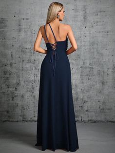 Type : A Line Length : Maxi Material : Chiffon Pattern Type : Plain Fabric : Non-Stretch Sleeve Length : Sleeveless Details : Cut Out, Split Thigh Neckline : Asymmetrical Neck Composition : 100% Polyester Care Instructions : Do not wash Size US Bust Hip Size Length Waist Size S 4 32.3 36.6 59.4 27.6 M 6 33.9 38.2 60.2 29.1 L 8/10 36.2 40.6 61 31.5 XL 12 38.6 42.9 61.8 33.9 Blue Sleeveless Chiffon Maxi Dress, Sleeveless Tie Back Evening Dress For Prom, Sleeveless Tie-back Prom Evening Dress, Sleeveless Tie-back Evening Dress For Prom, Blue Sleeveless Bridesmaid Dress For Evening, Blue Chiffon Bridesmaid Dress For Evening, Blue Sleeveless Bridesmaid Dress For Banquet, Blue Sleeveless Chiffon Prom Dress, Blue Sleeveless Bridesmaid Dress For Prom Season