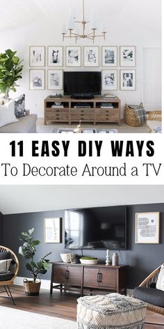 decorate around a tv Photo Shelf Above Tv, Living Room Wall Decor Ideas With Tv Fire Places, Wall For Tv In Living Room, Wall Decor Over Tv Living Room, Tv Wall With Photo Frames, How To Decorate The Wall Behind The Tv, How To Decorate A Wall With A Tv, Photo Wall Collage Around Tv, Tv Infront Of Window Living Room Wall