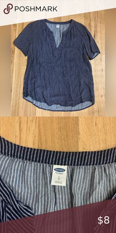 3/$18 Old Navy Blue Striped Blouse~ Size Large