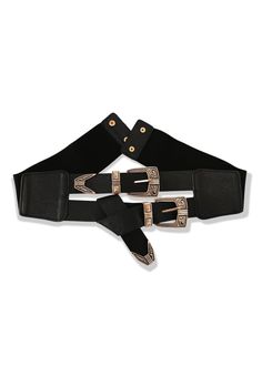 We know you've seen statement belts making a comeback. And you might be thinking, but can I pull that off? The answer is YES. And we're here with just the right pieces to show you how. Elastic Back Closure Select From Two Size Options Double Gold Buckle Belts Trendy Adjustable Belt Buckles For Party, Adjustable Black Belts For Party, Adjustable Black Belts For Parties, Trendy Adjustable Corset Belt With Belt Loops, Vintage Adjustable Black Belt Buckles, Vintage Black Adjustable Belt Buckles, Vintage Black Belt With Removable Buckle, Vintage Black Adjustable Belt, Trendy Adjustable Belt Buckles With Removable Belt