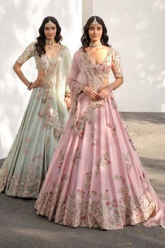 Pink Raw Silk Lehenga, Dolly J, Raw Silk Embroidery, Raw Silk Lehenga, Zardozi Embroidery, Gaun Fashion