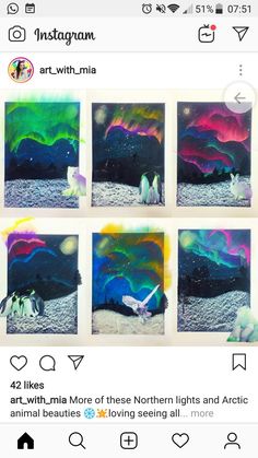 the instagram page on instagram com shows an image of polar bears and northern lights