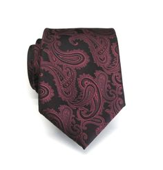 This tie is made of 100% silk, 3.50" wide at it's widest point and 58" long - standard length and width. Hand rolled and sewn by hand. Business Suit And Tie Accessories With Paisley Print, Fitted Ties With Pocket Square For Black-tie Events, Dapper Black Tie With Pocket Square, Patterned Fitted Ties For Business, Fitted Burgundy Ties For Black Tie Events, Patterned Ties For Black Tie Events, Patterned Tie For Black Tie Events, Patterned Ties For Black Tie Occasions, Classic Patterned Ties For Black Tie Events