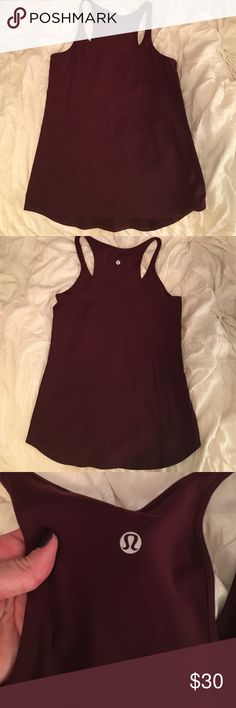 Lululemon tank top Maroon/burgundy color. Not sure the exact name of this style. Not as long as the Cool Racerback, comes up a bit on the sides which is more flattering imo - also thinner straps but wider back. lululemon athletica Tops Tank Tops Lululemon Tank Top, Lululemon Tank, Burgundy Color, The Cool, Cheer Skirts, Tank Top, Tank Tops, My Style