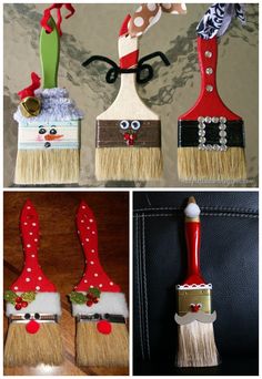 an image of christmas decorations made out of brooms and other things on the page