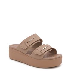 Crocs Women's Brooklyn Low Wedge Sandal | DSW Canada Crocs Brooklyn, Low Wedge Sandals, Tan Sandals, Women's Crocs, Low Wedges, Shoe Company, Crocs Shoes, Boots And Sneakers, Kids Boots