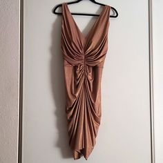 New With Tags Questions? Leave A Comment Below! Gold Ruched Draped Dress, Gold Draped Ruched Dress, Gold Ruched Mini Dress For Formal Occasions, Ruched Draped Mini Dress For Dinner, Gold Ruched Mini Dress For Cocktail, Tadashi Shoji Dresses, Tadashi Shoji, Leave A Comment, Colorful Dresses