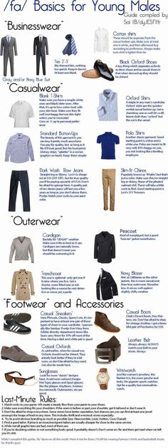 basic guide to clothes for young males Mode Tips, Hipster Man, Sharp Dressed Man, Well Dressed Men, Gentleman Style, Men's Wardrobe, Well Dressed