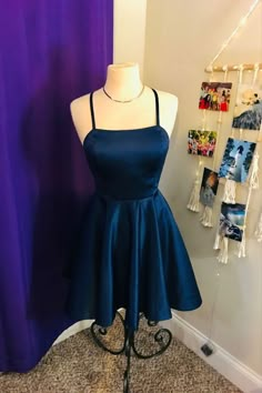 Navy Short Homecoming Dress Grade 8 Grad Dresses, Promotion Dresses, Grad Dresses Short, Cute Formal Dresses, School Dance Dresses, Blue Dress Short, Blue Homecoming Dresses, Formal Dresses Short, Pretty Prom Dresses