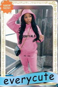 Hoodies Sweatshirt and Pants Jogging Women Tracksuit Pink Fall Joggers For Loungewear, Casual Fleece Tracksuit For Spring, Pink Joggers For Fall Loungewear, Casual Fleece Sets For Fall, Casual Fleece Sets For Loungewear, Pink Fall Tracksuit In Athleisure Style, Spring Long Sleeve Tracksuit For Leisure, Stretch Hoodie With Letter Print For Loungewear, Pink Hoodie Tracksuit For Winter