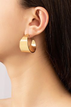 Add some boldness to your accessory game with our Wide Hoops. These extra wide small metal hoop earrings make a statement without weighing you down. Size: 1.25" diameter, 0.75" width Graphic Tee Dress, Cardigan Vest, Gift Card Sale, Jean Leggings, Tee Dress, Cardigan Jacket, Gold Details, Best Brand, Sweater Jacket