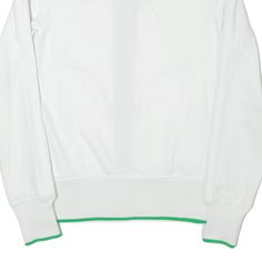 Item is in good used condition. >Size: S >Armpit To Armpit: 17" >Armpit To Cuff: 19" >Collar To Hem: 22" Green Sporty Track Jacket With Ribbed Cuffs, Sporty Green Track Jacket With Ribbed Cuffs, Sporty Long Sleeve Tennis Sweatshirt, Sporty Long Sleeve Sweatshirt For Tennis, White Sporty Sweatshirt For Light Sports, Sporty White Tennis Sweatshirt, White Crew Neck Sporty Track Jacket, White Sporty Track Jacket For College, Casual White Tennis Sweatshirt