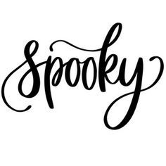 the word spooky written in cursive black ink on a white background