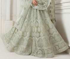 Dusty Mint Green Designer Heavy Embroidered Bridal Lehenga-Saira's Boutique Cording Embroidery, Mint Green Fabric, Embroidered Bridal Lehenga, Lehenga Choli Latest, Black Lehenga Choli, Lehenga Bridesmaid, Velvet Lehenga, Black Lehenga, Bridal Lehenga Collection