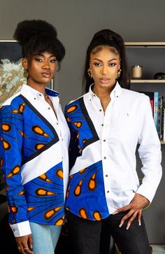 Unisex Ankara Boyfriend Shirt | African Shirt White Button Down Asymmetric Shirt - ELLA Ankara Shirt, African Shirt, Asymmetric Shirt, African Print Shirt, Chambray Jacket, Couples Outfits, Asymmetrical Shirt, African Inspired Clothing, African Shirts