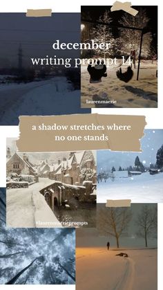 a collage of photos with the words december writing prompt