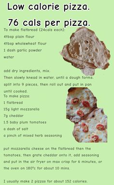 the instructions for how to make low calorie pizza