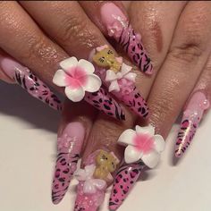 Gyaru Nails, Agejo Gyaru, Bunny Nails, Airbrush Nails, Y2k Nails, Hello Kitty Nails, Acrylic Nails Coffin Pink, Almond Acrylic Nails