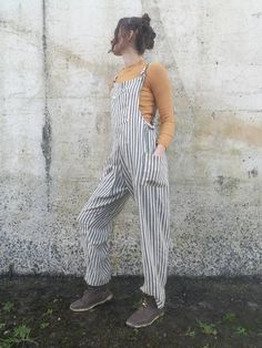 Stripey OverallsThese bold and vibrant overalls are a great free fitting romper, allowing lots of free space to flow, play or work in comfort and style! Made from cotton, these Beauties best for spring, autumn and cold summer days.  They have two side pockets and a classic dungaree style chest pocket.  Size UKS/M 8 - 12Waist 39"Hip 46"Bib to crotch 23"Leg 31.5"M/L 14 - 16Waist 45"Hip 52"Bib to crotch 24"Leg 32.5"L/XL 18 - 20Waist 52"Hip 60"Bib to crotch 25.5"Leg 34" Style Salopette, Womens Overalls, Cold Summer, Girl Dress Patterns, Long Kimono, Free Space, Overalls Women, Gorgeous Fabrics, Dungarees