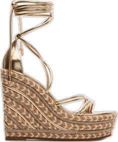 Chic Wedge Sandals With Braided Straps, Lace-up Synthetic Platform Wedge Sandals, Trendy Strappy Platform Wedge Sandals, Lace-up Platform Wedge Sandals In Synthetic, Chic Synthetic Platform Lace-up Sandals, Synthetic Wedge Heel Lace-up Sandals, Strappy Platform Sandals, Platform Wedge Sandals, 5 Inch Heels