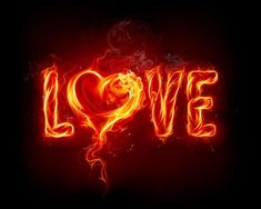 the word love is made up of flames