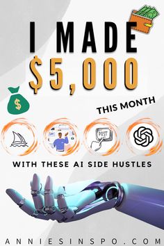 If you want to make money FAST and EASY, use these AI side hustles to earn $5K+ every month! That's what these people are doing. Especially for number 3. #sidehustleideas #aisidehustle #makemoneyfromhome #howtomakemoneyonline Smart Money Tactics, Best Side Hustles Extra Cash, Secret Websites To Make Money, Money Fast, Startup Marketing, Affiliate Marketing Course, Affiliate Blogging, Business Challenge