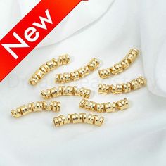 gold plated metal beads for jewelry making, 10mm x 5mm - new