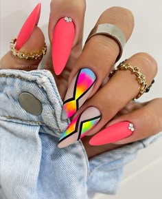 Neon Nail Art, Nagel Design, Sassy Nails, Colorful Nail, Nails Glitter, Neon Nails, Fabulous Nails, Classy Nails, Funky Nails