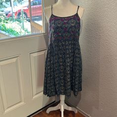 Super Cute Short Dress. Nwt. Natural Life. Blue Floral Print Rayon Dress, Blue Rayon Summer Dress, Mid-length Floral Print Mini Dress For Beach, Mid-length Sundress For The Beach, Mid-length Sundress For Beach, Knee-length Rayon Sundress, Blue Lined Mini Sundress, Summer Blue Rayon Midi Dress, Blue Rayon Summer Midi Dress