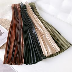 F00102362-600 Satin Pleated Skirt, Metallic Pleated Skirt, Skirt Satin, Pleated Skirts, Cardigan Long, Skirt Women, Satin Skirt, Tube Dress, Solid Dress