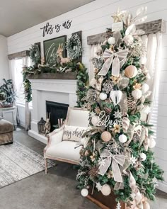 a decorated christmas tree in a living room