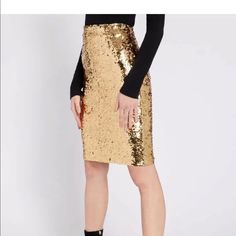 New Tight Fit Sequin Long Pencil Skirt Size Medium Back Zipper Pencil Skirt Casual, Love Couture, Sequin Pencil Skirt, Long Pencil Skirt, Floral Pencil Skirt, Pencil Skirt White, Love Culture, Pencil Skirt Black, Bright Gold