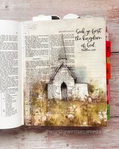 an open bible with the words god, you must be the kingdom of god