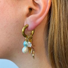 Sea Your There Pearly Earrings Earring Stacks, Beachy Earrings, Summer Moments, Thick Gold Hoops, Earring Styles, Thread Earrings, Sea Inspired, Pearl Gemstone, Earring Sale