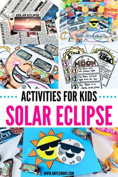 the solar eclipse activities for kids with text overlay