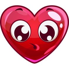 a red heart with two eyes on it