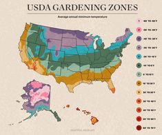 a map of the united states with different zones labeled in red and blue, including areas where us gardening zones are located