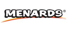 the logo for menards is shown in black and orange letters on a white background