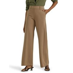 Elegance, comfort and style come together beautifully in this stretchable Comfort Waist A-Line Knit Pant from Lee. This pull-on pant features a high rise fit with slash front pockets and a comfort waistband that lays flat. An easy to wear piece that can be dressed up or down, this is a must-have pant for any wardrobe. Size: XL.  Color: Beige.  Gender: female.  Age Group: adult. Beige Stretch Straight Dress Pants, Beige Full-length Elastane Bottoms, Beige Stretch Business Casual Pants, Beige Stretch Ankle-length Dress Pants, Casual Elastane Dress Pants For Office, Beige Stretch Bottoms For Business Casual, Beige Stretch Dress Pants For Business Casual, Beige Pull-on Workwear Bottoms, Beige Pull-on Bottoms For Work