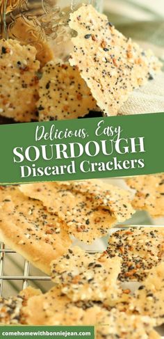 Close-up photo of thin sourdough discard crackers covered in Everything Bagel seasoning. Sourdough Discard Crackers, Discard Crackers, Sourdough Crackers, Freezer Prep, Cracker Recipe, Discard Recipe, Sourdough Bread Starter