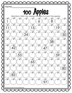 a printable worksheet for the number 100 apples